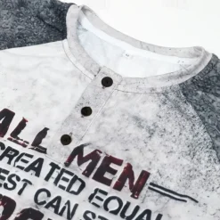 T shirt Tee Henley Shirt Graphic Prints Motorcycle Henley Clothing Apparel Outdoor Casual Long Sleeve Button-Down Print Stylish Lightweight Vintage Sixties Grey And White