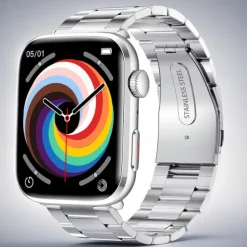 T90 Smart Watch with 1.91 Screen, Fitness Tracker, Temperature Monitor, Call Reminder, Compatible with Android iOS, Waterproof