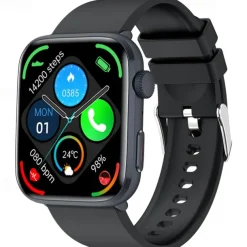 T90 Smart Watch with 1.91 Screen, Fitness Tracker, Temperature Monitor, Call Reminder, Compatible with Android iOS, Waterproof