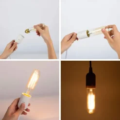 T10 Vintage Edison Light Bulb 40 Watt Dimmable Antique Tubular Old Fashioned Incandescent Bulb Warm White E26/E27 Base Amber Glass Lamp for Home Light Fixtures Decorative AC220V AC110V