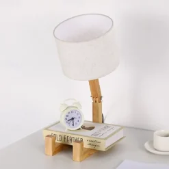 Table Lamp Creative Wooden, Bedroom Study Table Lamp, American Small Table Lamp, Night Light with Lighting