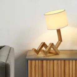 Table Lamp Creative Wooden, Bedroom Study Table Lamp, American Small Table Lamp, Night Light with Lighting