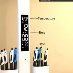 Table Lamp LED Double-headed Multifunction Foldable Touch With Calendar Clock USB Desk Lamp For Bedroom Bedside Reading Light