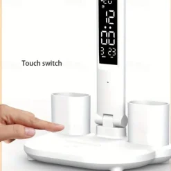 Table Lamp LED Double-headed Multifunction Foldable Touch With Calendar Clock USB Desk Lamp For Bedroom Bedside Reading Light