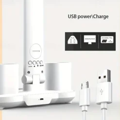 Table Lamp LED Double-headed Multifunction Foldable Touch With Calendar Clock USB Desk Lamp For Bedroom Bedside Reading Light