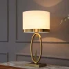 Table Lamp Light Luxury Bedroom Bedside Lamp Large Table Lamps with Drum-Shaped Fabric Lampshades Study Room Office Night Light