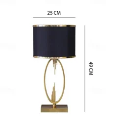 Table Lamp Light Luxury Bedroom Bedside Lamp Large Table Lamps with Drum-Shaped Fabric Lampshades Study Room Office Night Light