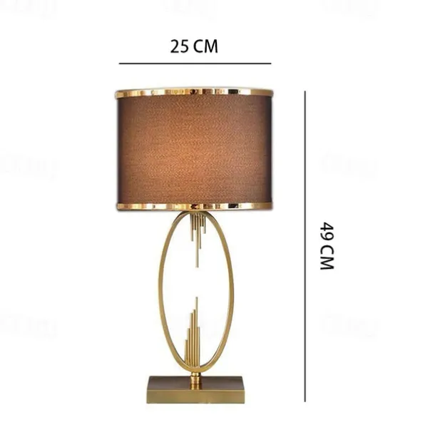 Table Lamp Light Luxury Bedroom Bedside Lamp Large Table Lamps with Drum-Shaped Fabric Lampshades Study Room Office Night Light