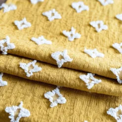 Table Runner with Tassels Spring Star Applique Vintage French Country Farmhouse Double-layer Polyester