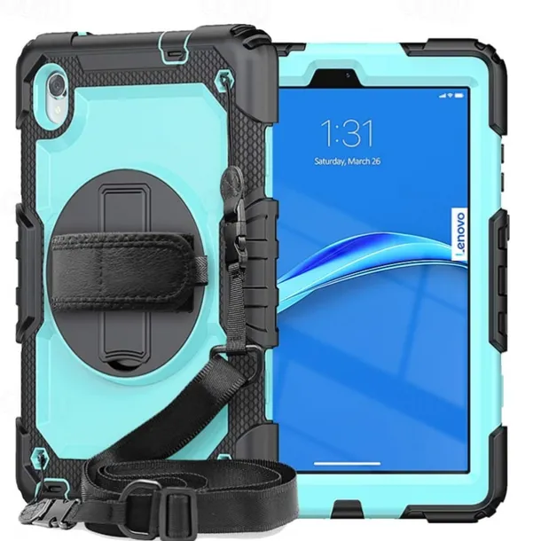 Tablet Case Cover For Lenovo Tab M10 M8 HD FHD Plus 3rd 2nd Gen TB-328 TB-X306/X606 TB-8505/8506/8705 Handle with Stand 360° Rotation Solid Colored TPU