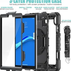 Tablet Case Cover For Lenovo Tab M10 M8 HD FHD Plus 3rd 2nd Gen TB-328 TB-X306/X606 TB-8505/8506/8705 Handle with Stand 360° Rotation Solid Colored TPU