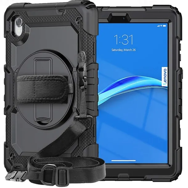 Tablet Case Cover For Lenovo Tab M10 M8 HD FHD Plus 3rd 2nd Gen TB-328 TB-X306/X606 TB-8505/8506/8705 Handle with Stand 360° Rotation Solid Colored TPU