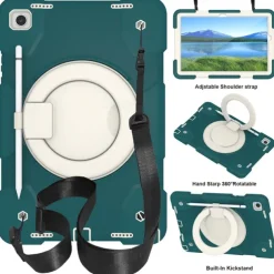 Tablet Case Cover For Samsung Galaxy Tab A9 8.7" A8 10.5'' A9 Plus 11" Pencil Holder 360° Rotation Shoulder Strap PC Silicone