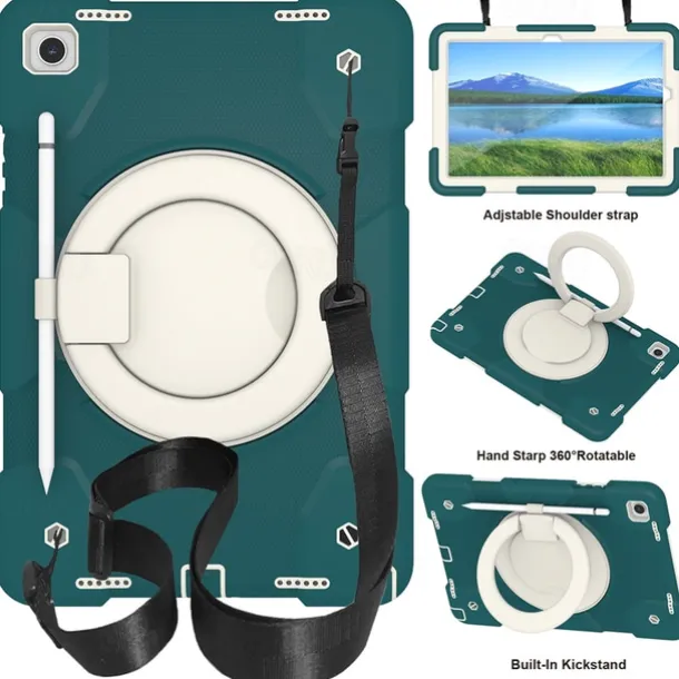 Tablet Case Cover For Samsung Galaxy Tab A9 8.7" A8 10.5'' A9 Plus 11" Pencil Holder 360° Rotation Shoulder Strap PC Silicone