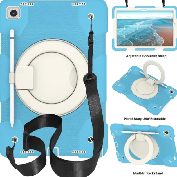 Tablet Case Cover For Samsung Galaxy Tab A9 8.7" A8 10.5'' A9 Plus 11" Pencil Holder 360° Rotation Shoulder Strap PC Silicone