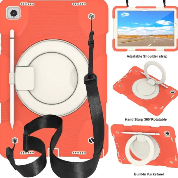 Tablet Case Cover For Samsung Galaxy Tab A9 8.7" A8 10.5'' A9 Plus 11" Pencil Holder 360° Rotation Shoulder Strap PC Silicone