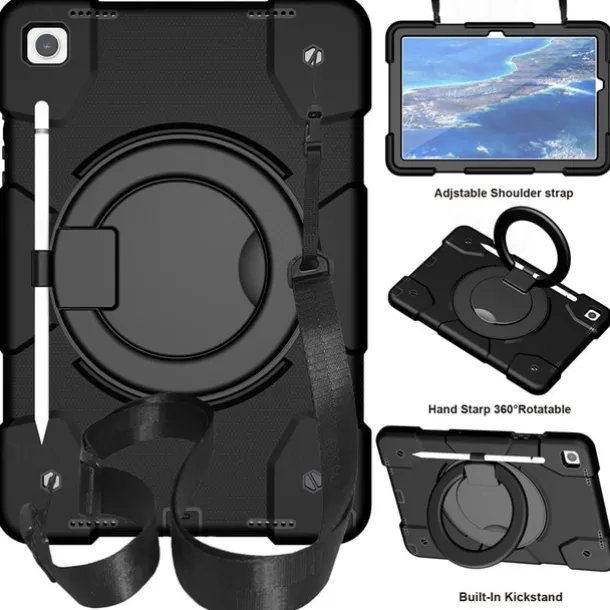 Tablet Case Cover For Samsung Galaxy Tab A9 8.7" A8 10.5'' A9 Plus 11" Pencil Holder 360° Rotation Shoulder Strap PC Silicone