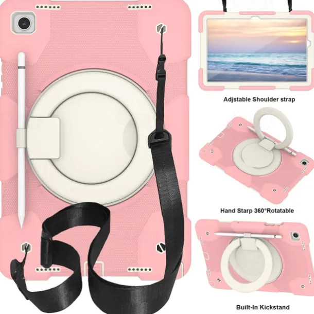 Tablet Case Cover For Samsung Galaxy Tab A9 8.7" A8 10.5'' A9 Plus 11" Pencil Holder 360° Rotation Shoulder Strap PC Silicone