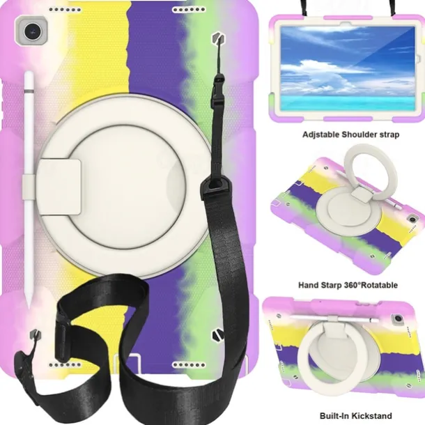 Tablet Case Cover For Samsung Galaxy Tab A9 8.7" A8 10.5'' A9 Plus 11" Pencil Holder 360° Rotation Shoulder Strap PC Silicone