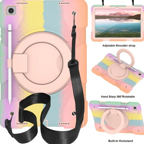 Tablet Case Cover For Samsung Galaxy Tab A9 8.7" A8 10.5'' A9 Plus 11" Pencil Holder 360° Rotation Shoulder Strap PC Silicone