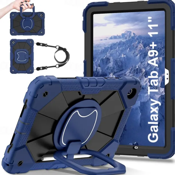 Tablet Case Cover For Samsung Galaxy Tab A9 8.7" A8 10.5'' A9 Plus 11" Handle 360° Rotation Shoulder Strap Armor PC Silicone