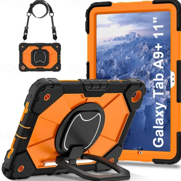 Tablet Case Cover For Samsung Galaxy Tab A9 8.7" A8 10.5'' A9 Plus 11" Handle 360° Rotation Shoulder Strap Armor PC Silicone