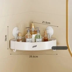 TAILI Corner Shower Caddy with Suction Cup Hooks, Aluminum Corner Shelf Basket, Wall Mounted Organizer Rack for Shampoo, No-Drilling Rustproof for Kitchen and Bathroom