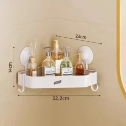 TAILI Corner Shower Caddy with Suction Cup Hooks, Aluminum Corner Shelf Basket, Wall Mounted Organizer Rack for Shampoo, No-Drilling Rustproof for Kitchen and Bathroom