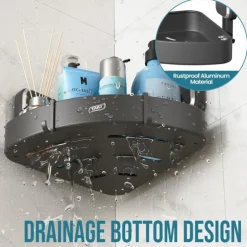 TAILI Corner Shower Caddy with Suction Cup Hooks, Aluminum Corner Shelf Basket, Wall Mounted Organizer Rack for Shampoo, No-Drilling Rustproof for Kitchen and Bathroom