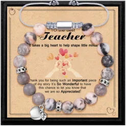 Teacher Appreciation Bracelet Cute Handmade Ploymer Clay Bracelet Love Teach Inspire Letter Beaded Stretch Bracelet for Women Back to School Jewelry Teacher Graduation Gift