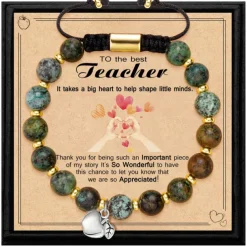 Teacher Appreciation Bracelet Cute Handmade Ploymer Clay Bracelet Love Teach Inspire Letter Beaded Stretch Bracelet for Women Back to School Jewelry Teacher Graduation Gift