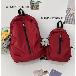 Teen Girls' Matching Green Backpack Set – Lightweight Nylon School and Travel Bags with Front Zipper Design