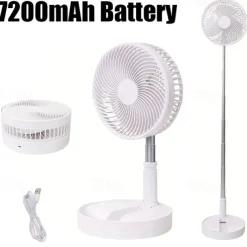 Telescopic Folding USB Fan – Portable Electric Fan for Dormitory, Office, Desktop, Rechargeable and Quiet