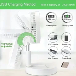Telescopic Folding USB Fan – Portable Electric Fan for Dormitory, Office, Desktop, Rechargeable and Quiet