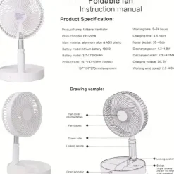 Telescopic Folding USB Fan – Portable Electric Fan for Dormitory, Office, Desktop, Rechargeable and Quiet