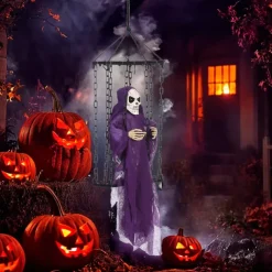 Terrifying Chain Ghost Halloween Garden Party Atmosphere Decorations Spooky Pranking Cage Ghost Props