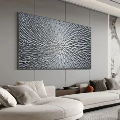 Textured silver abstract painting handmade Textured Flower Oil Painting On Canvas Large pattle knife oil painting Wall Art Abstract Minimalist Art Painting Colorful Wall Decor for Living Room Art