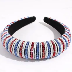 4th of July Headband for Women Girls Patriotic Earrings Red White and Blue Headband American Flag USA Independence Day Hairband Hair Accessories