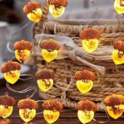 Thanksgiving Acorn String Lights, Battery Operated Fairy Lights, Fall String Lights Decorations for Home, Autumn Garland, Bedroom, Christmas Tree, Halloween Party Decor