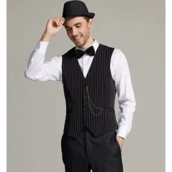 The Great Gatsby Gentleman Gangster Retro Vintage Roaring 20s 1920s Outfits Vest Panama Hat Accesories Set Men's Costume Vintage Cosplay Prom Festival Cravat Christmas