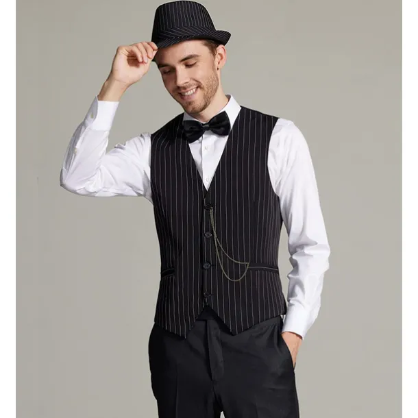 The Great Gatsby Gentleman Gangster Retro Vintage Roaring 20s 1920s Outfits Vest Panama Hat Accesories Set Men's Costume Vintage Cosplay Prom Festival Cravat Christmas