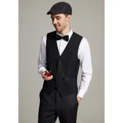 The Great Gatsby Gentleman Gangster Retro Vintage Roaring 20s 1920s Outfits Vest Panama Hat Accesories Set Men's Costume Vintage Cosplay Prom Festival Cravat Christmas