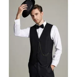 The Great Gatsby Gentleman Gangster Retro Vintage Roaring 20s 1920s Outfits Vest Panama Hat Accesories Set Men's Costume Vintage Cosplay Prom Festival Cravat Christmas