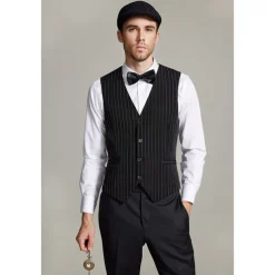 The Great Gatsby Gentleman Gangster Retro Vintage Roaring 20s 1920s Outfits Vest Panama Hat Accesories Set Men's Costume Vintage Cosplay Prom Festival Cravat Christmas