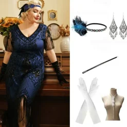 The Great Gatsby Midi Flapper Dress Dress Outfits The Great Gatsby Wedding Guest Sequins Tassel Fringe Sequin Tassel V Neck Fancy Dress Women's Masquerade Prom Party & Evening Wedding Reception