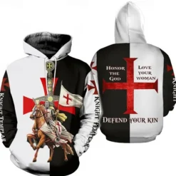 The Last Templar Crusader Knights Templar Hoodie Cartoon Manga Anime 3D Front Pocket Graphic For Women's Adults' 3D Print