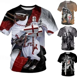 The Last Templar Crusader Knights Templar Crusader T-shirt Cartoon Manga Anime 3D Graphic For Couple's Men's Women's Adults' 3D Print