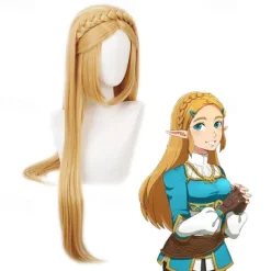 The Legend of Zelda Zelda Cosplay Wigs Women's Asymmetrical Braid 31 inch Heat Resistant Fiber Plaited Natural Straight Yellow Teen Adults' Anime Wig Halloween Wig