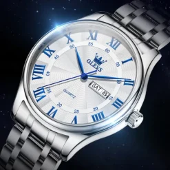 The New Olevs Men'S Business Watch Calendar Week Display Waterproof Dual Calendar Casual Quartz Watch Men'S Sports Watch