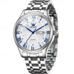 The New Olevs Men'S Business Watch Calendar Week Display Waterproof Dual Calendar Casual Quartz Watch Men'S Sports Watch